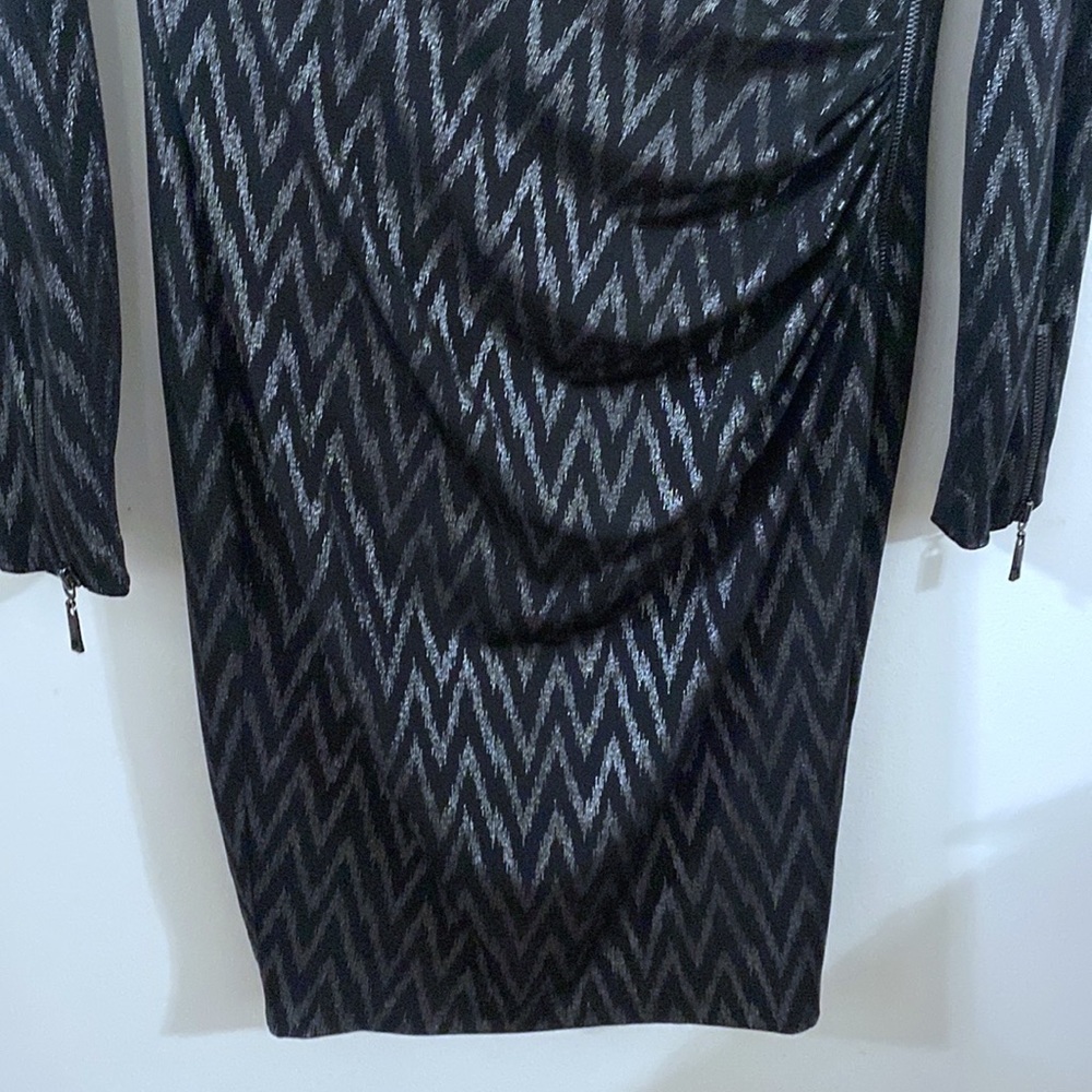 Cache Black Metallized Zigzag Patterned Draped Sh… - image 5